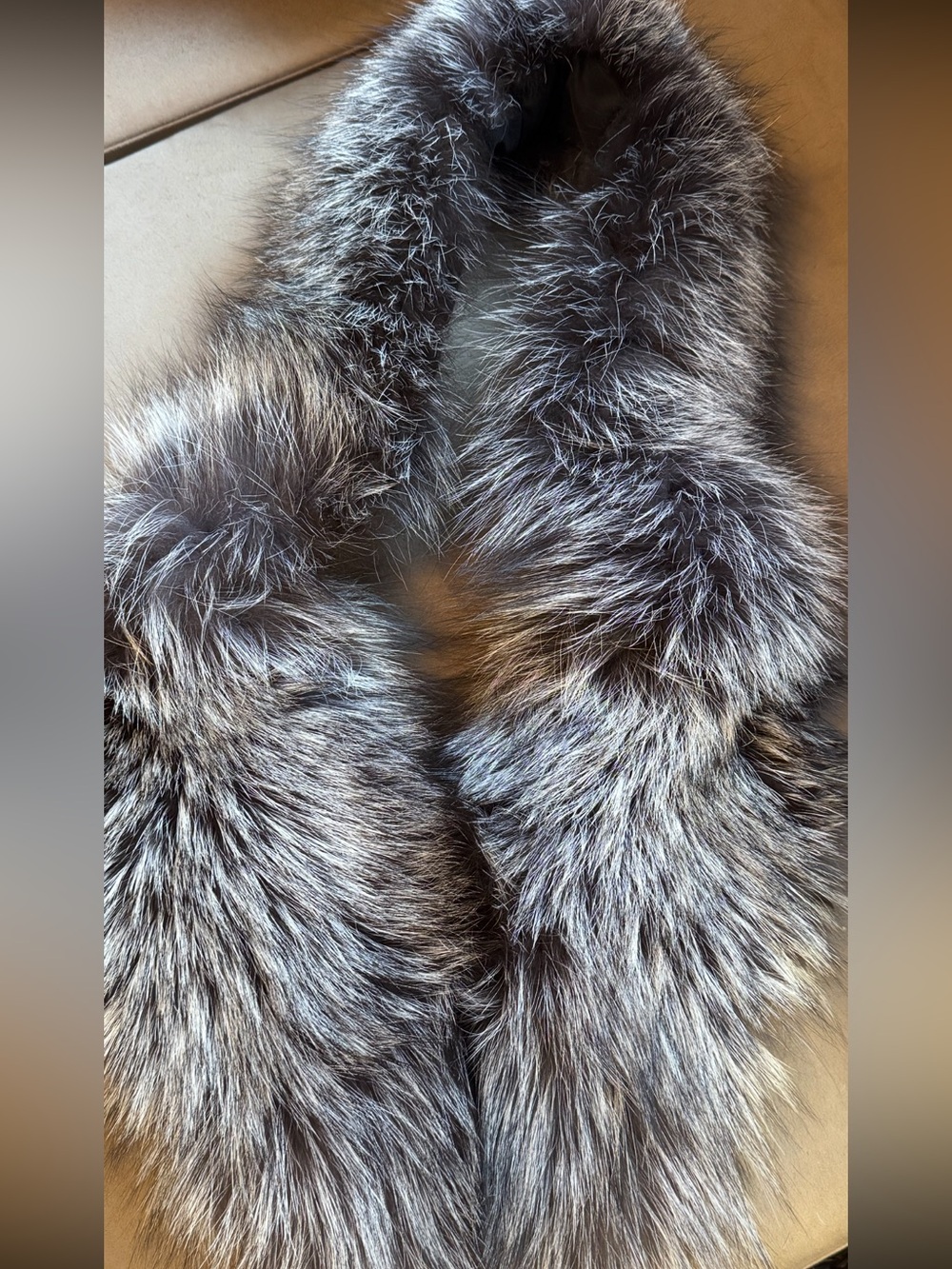 Luxurious Silver Fox Fur collar.